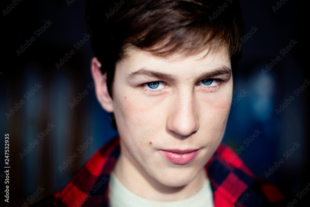 Closeup portrait of a handsome boy with blue eyes. Closeup portrait of a handsome boy with blue eyes.