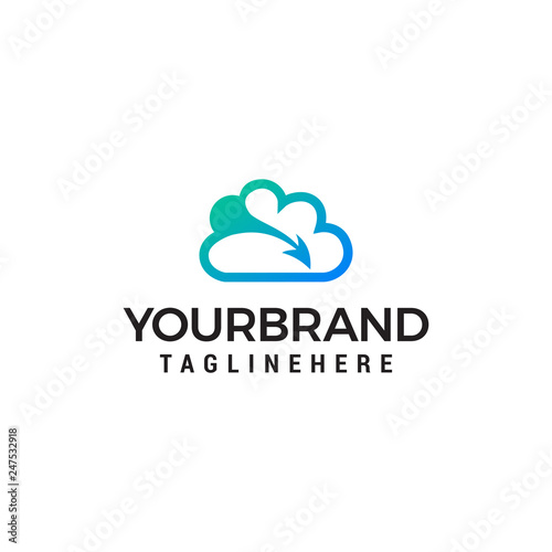 Creative Cloud Logo Design. Creative Vector icon of a blue cloud with arrows Design Template