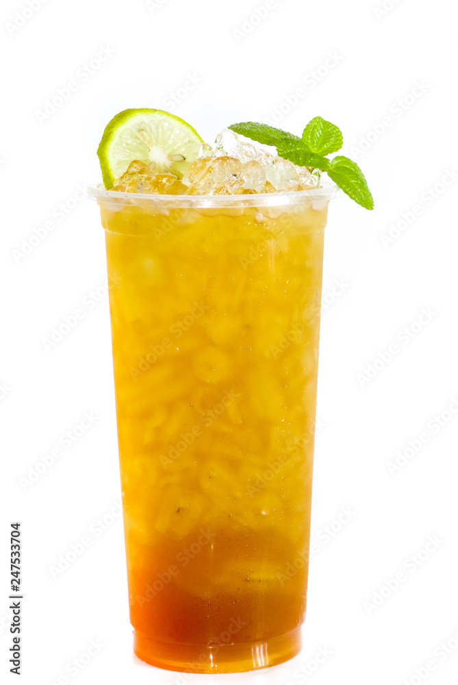 Ice Lemon tea mix honey bee for white background Ice Lemon tea mix honey bee for white background
