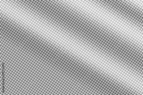 Black on white contrast halftone texture. Dotted vector background. Diagonal dotwork gradient.