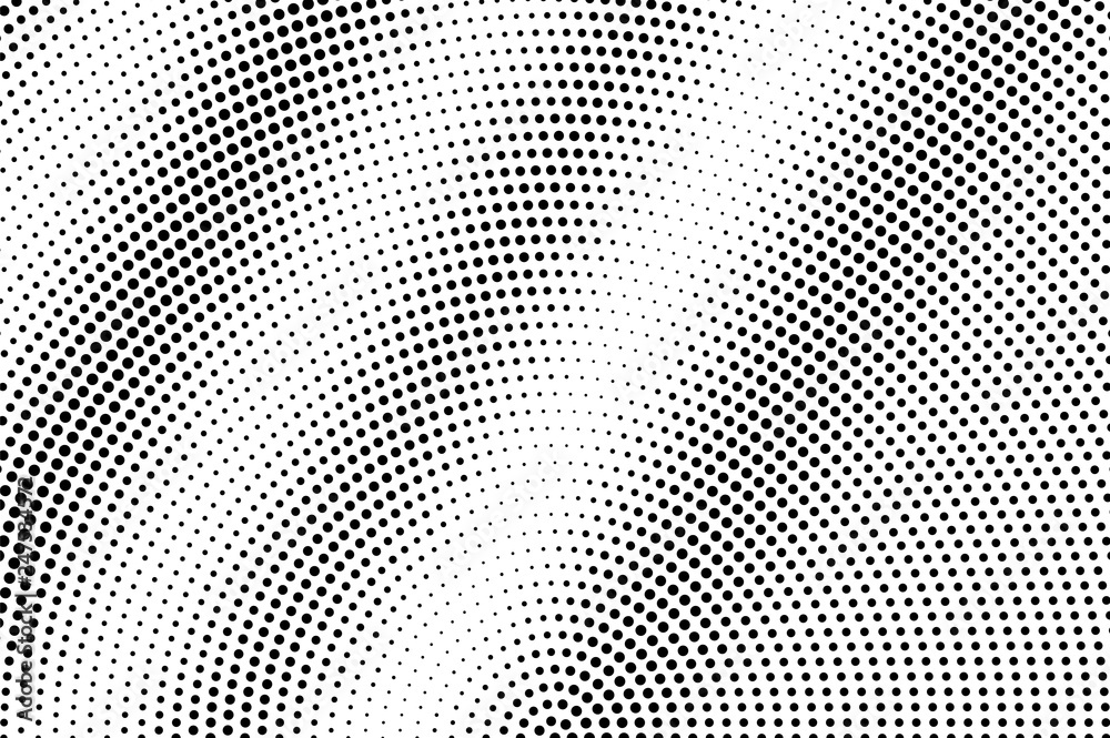 Black on white rough halftone texture. Dotted vector background. Diagonal dotwork gradient. Monochrome halftone overlay
