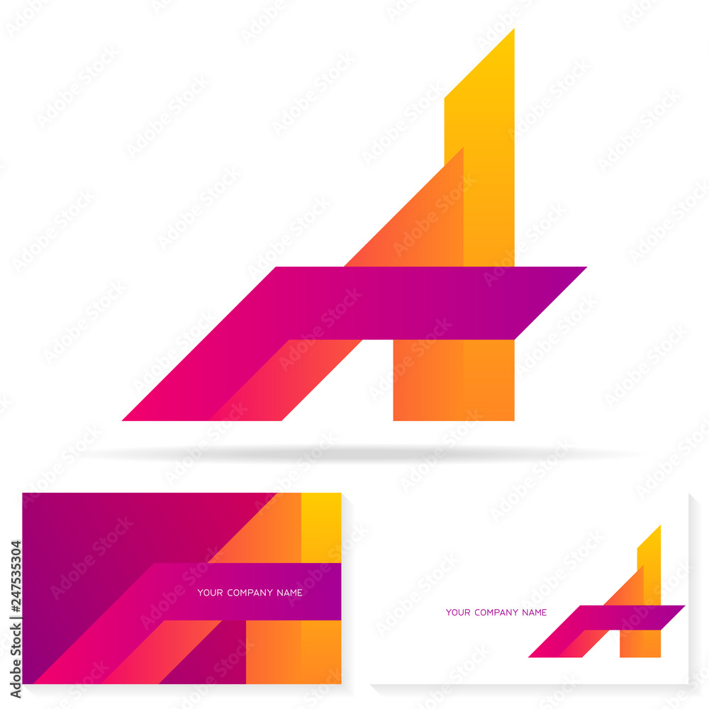 Letter A logo design vector sign. Stock vector emblem in bright colors. Business card templates. Letter A logo design vector sign. Stock vector emblem in bright colors. Business card templates.