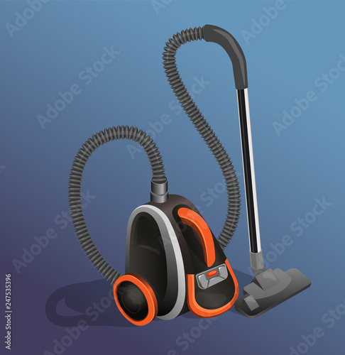 Isometric icon of vacuum cleaner