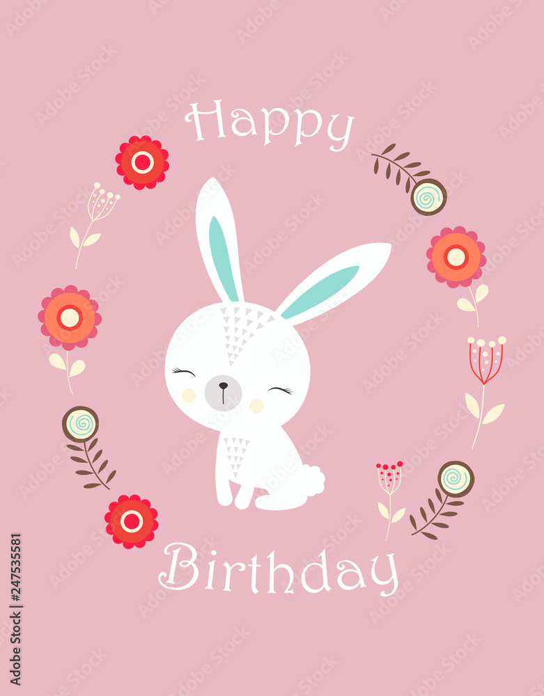 Fototapeta premium greeting card with cute bunny