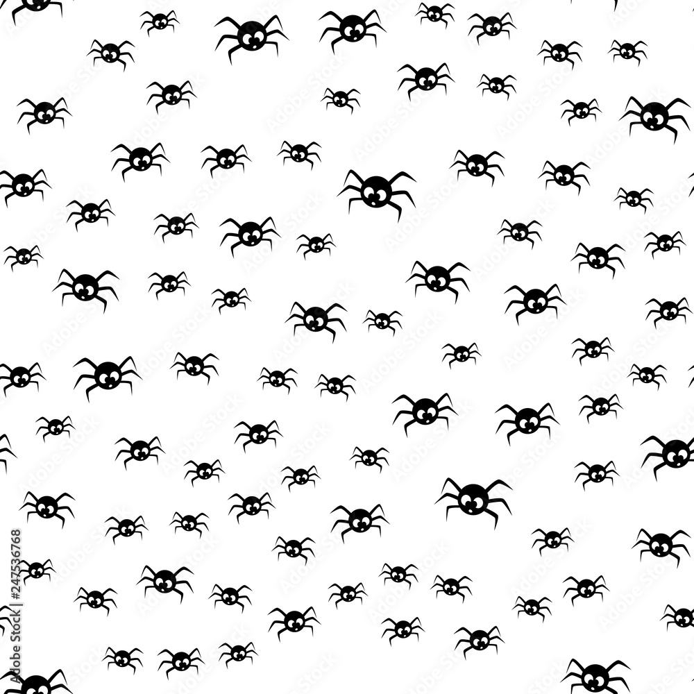 Spider Silhouette Seamless Pattern Background. Vector Illustration.