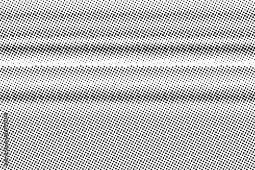 Black on white grunge halftone texture. Dotted vector background. Horizontal dotwork gradient.