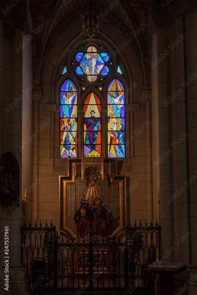 Beautiful architecture inside Almudena Cathedral