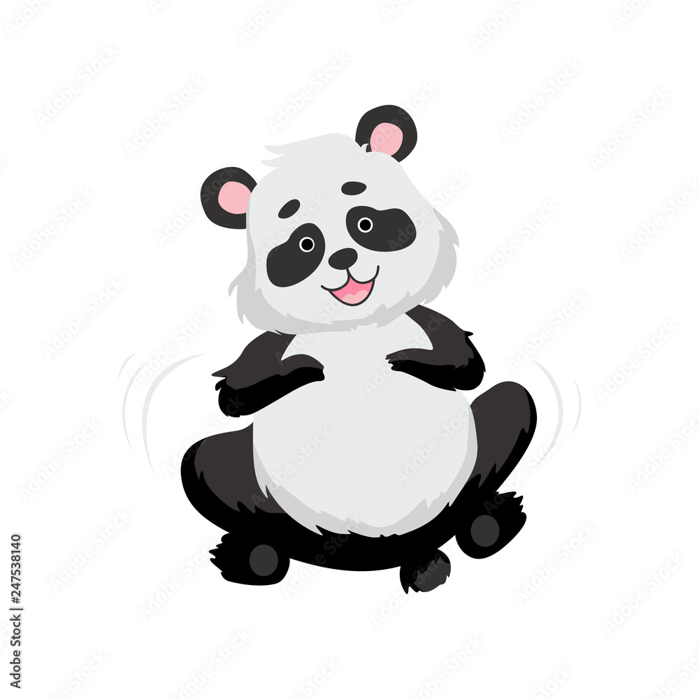 Cute Happy Baby Panda Bear, Smiling Lovely Animal Character Vector Illustration Cute Happy Baby Panda Bear, Smiling Lovely Animal Character Vector Illustration