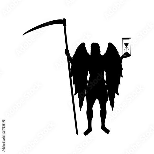 God time Chronos silhouette ancient mythology fantasy. Vector illustration