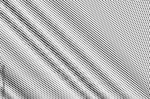 Black on white diagonal halftone texture. Diagonal dotwork gradient. Dotted vector background