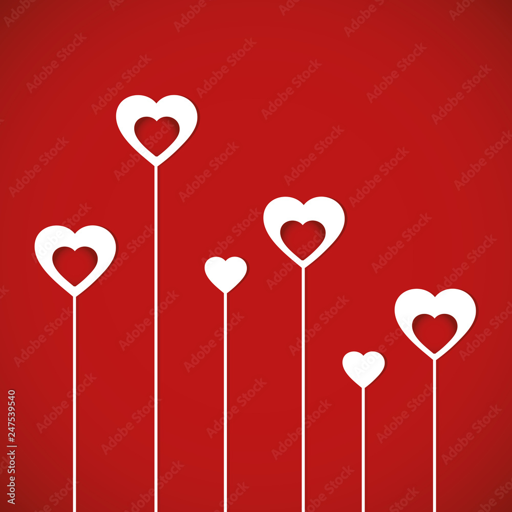 red and white hearts paper art for wedding and valentines day vector illustration EPS10