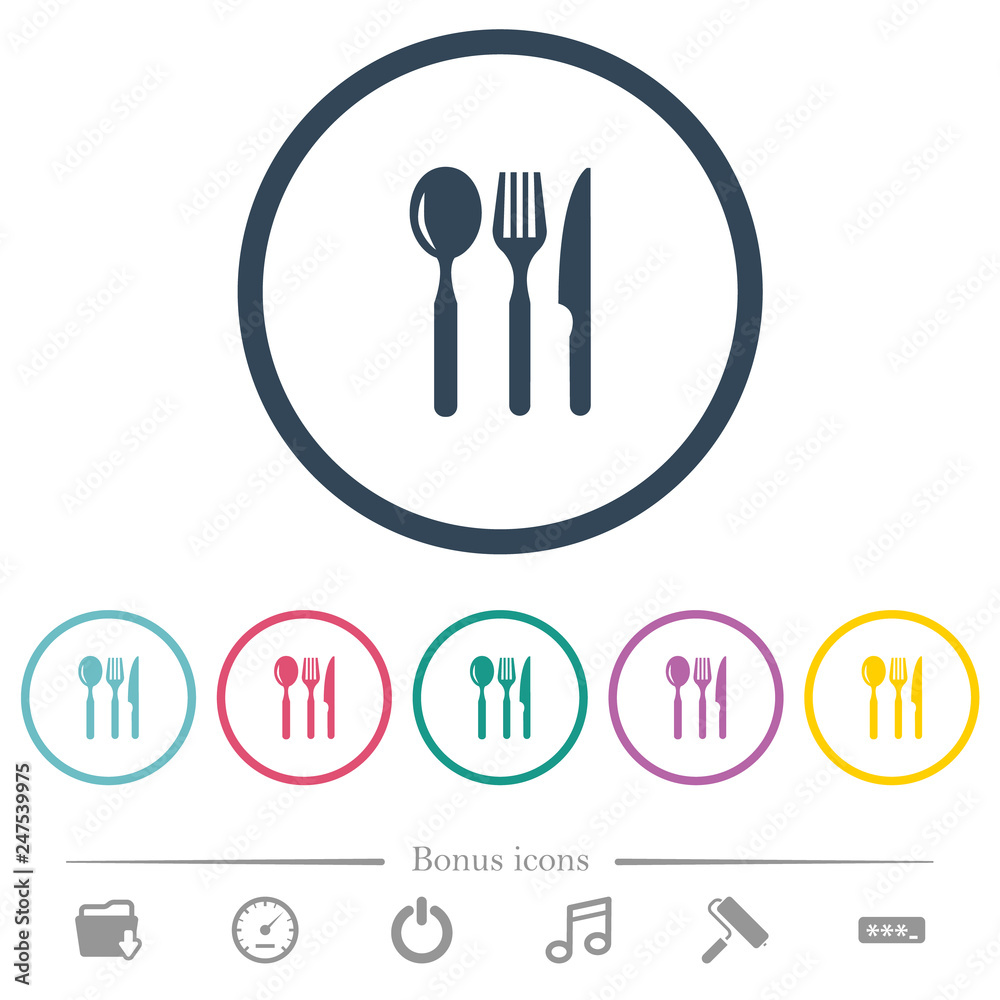 Restaurant flat color icons in round outlines Restaurant flat color icons in round outlines