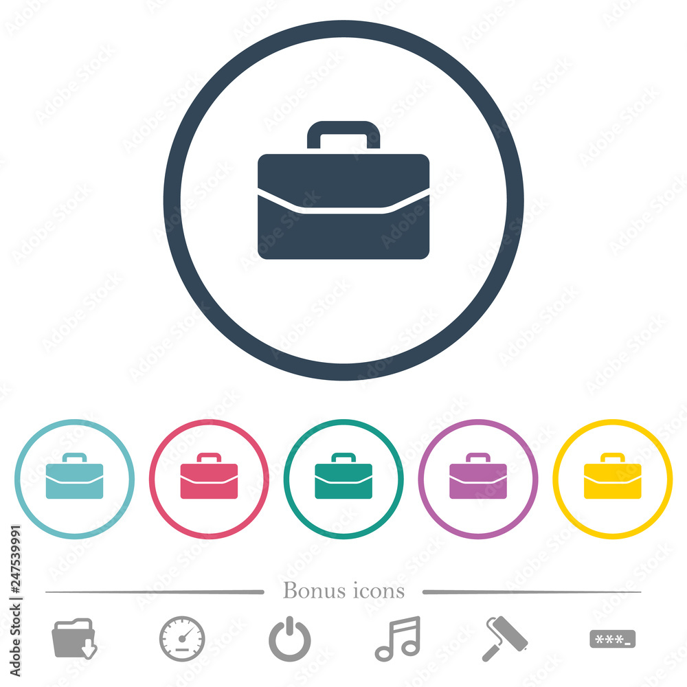 Satchel flat color icons in round outlines Satchel flat color icons in round outlines
