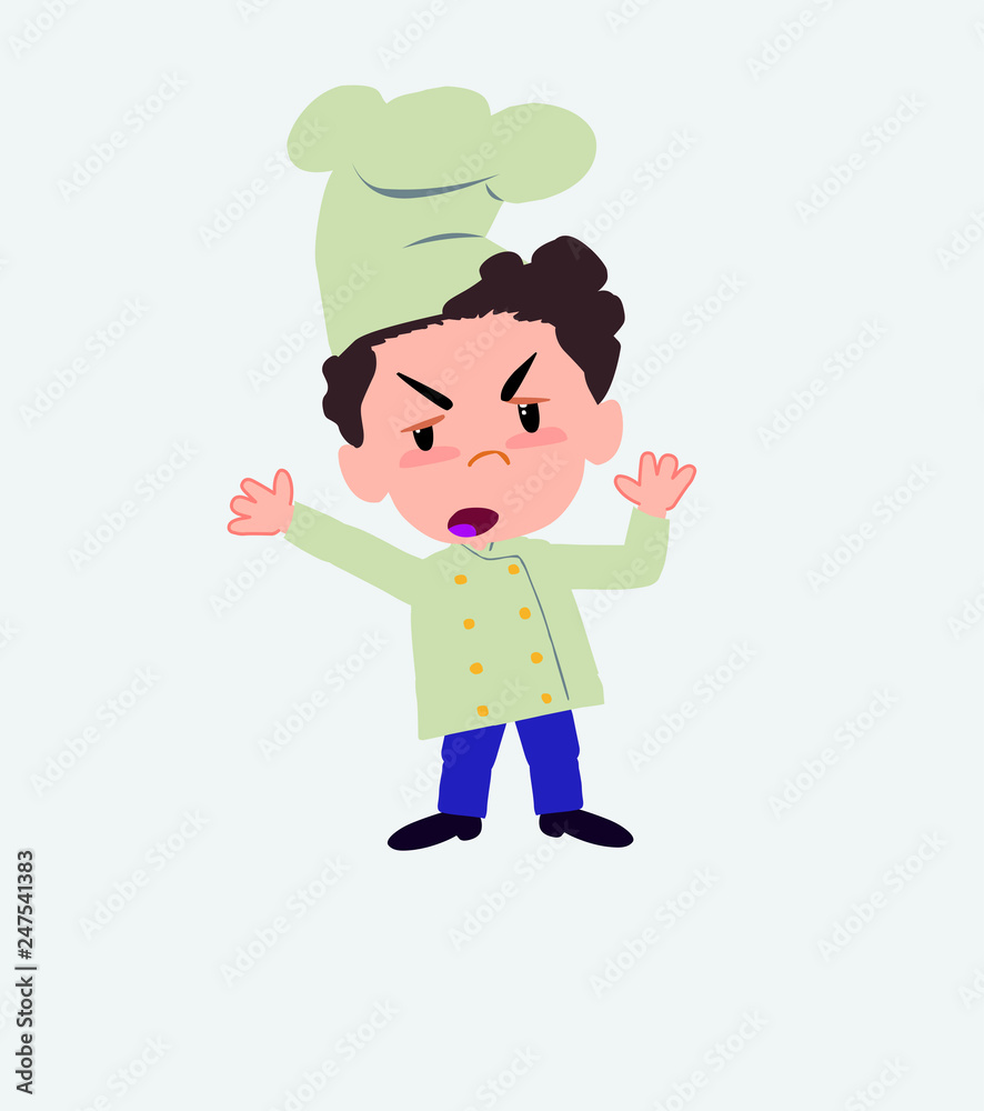 Chef argues something with a gesture of discontent. Chef argues something with a gesture of discontent.