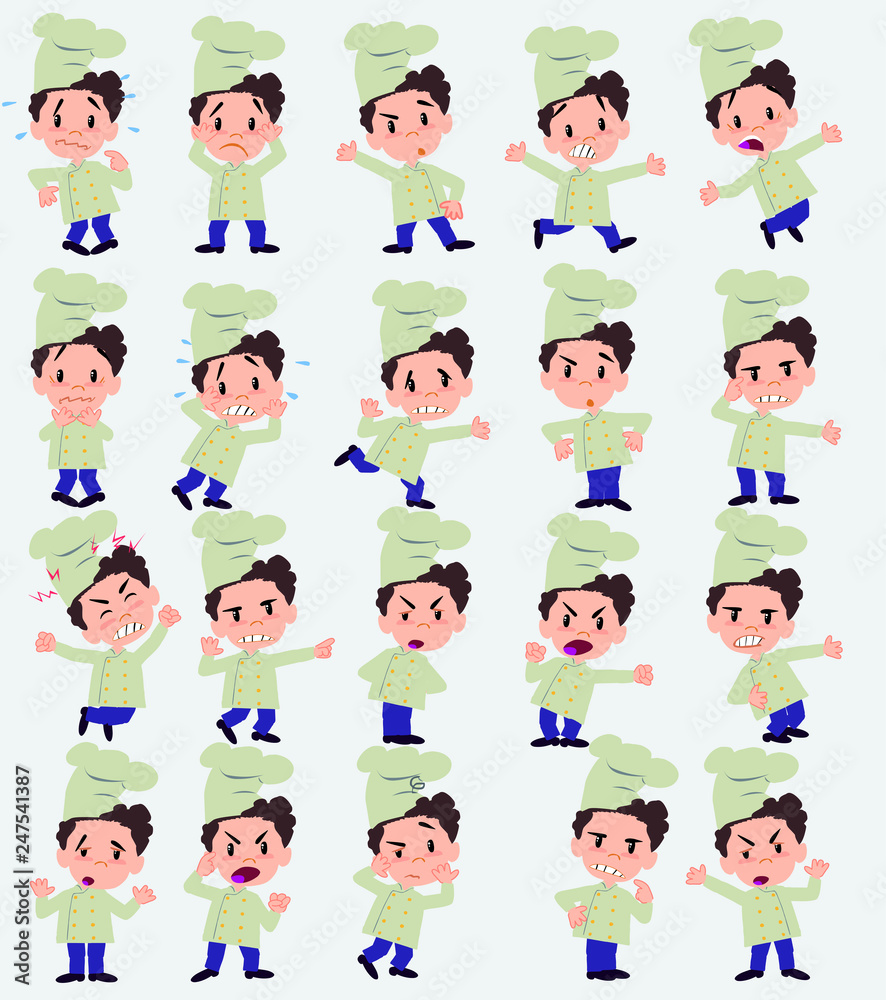 Cartoon character chef. Set with different postures, attitudes and poses, always in negative attitude, doing different activities in vector vector illustrations. Cartoon character chef. Set with different postures, attitudes and poses, always in negative attitude, doing different activities in vector vector illustrations.