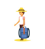 tourist man with suitcase avatar character