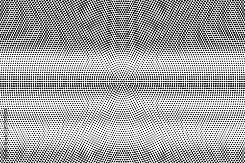 Black on white frequent halftone texture. Horizontal dotwork gradient. Rough dotted vector background