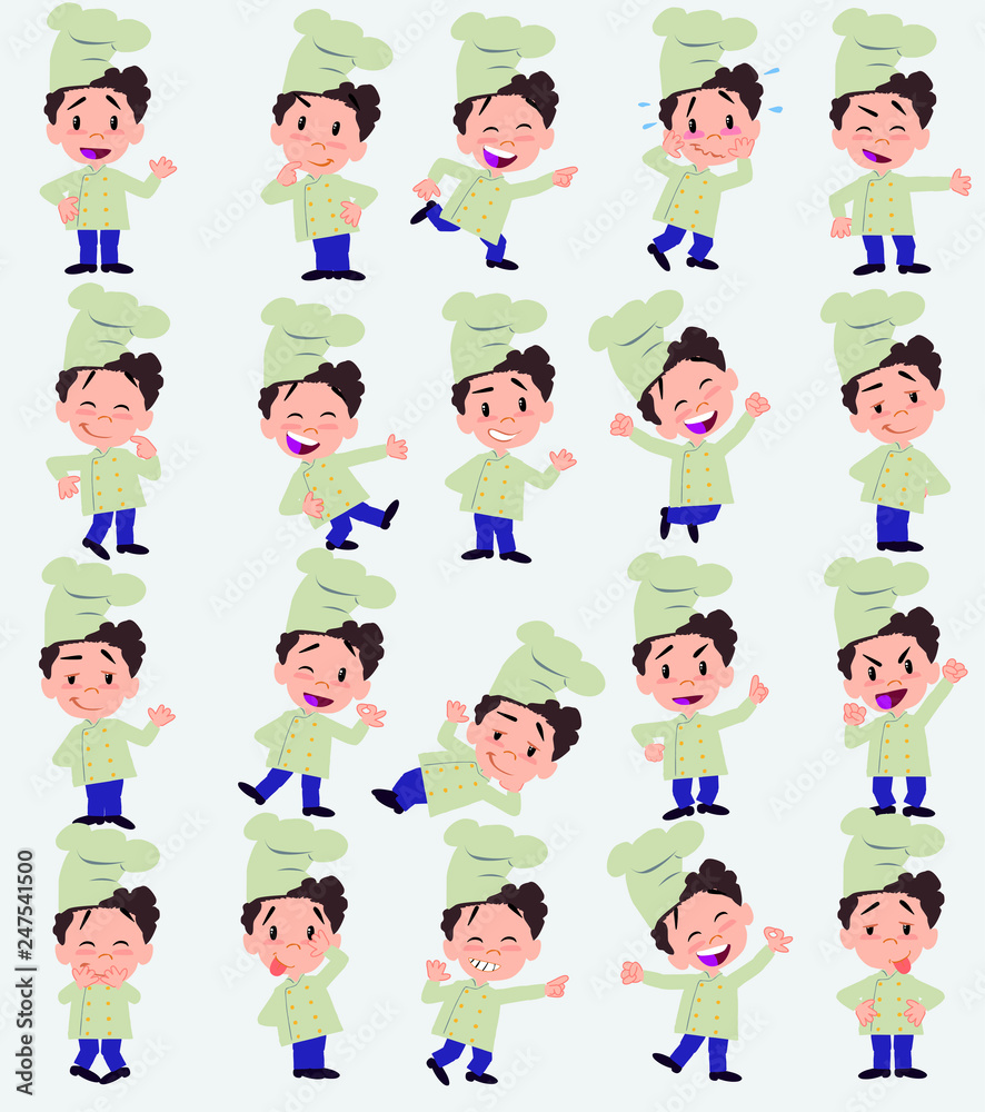 Cartoon character chef. Set with different postures, attitudes and poses, always in positive attitude, doing different activities in vector vector illustrations. Cartoon character chef. Set with different postures, attitudes and poses, always in positive attitude, doing different activities in vector vector illustrations.