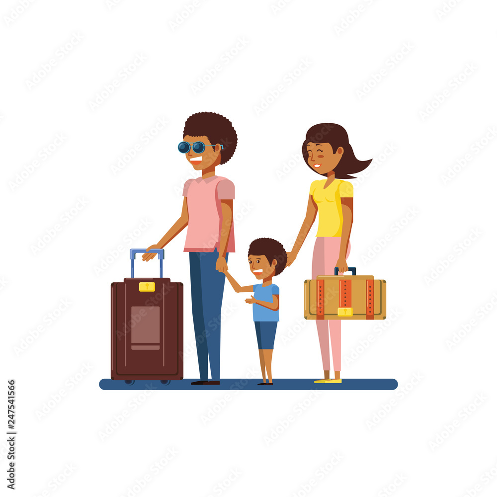 tourist family members with suitcases tourist family members with suitcases