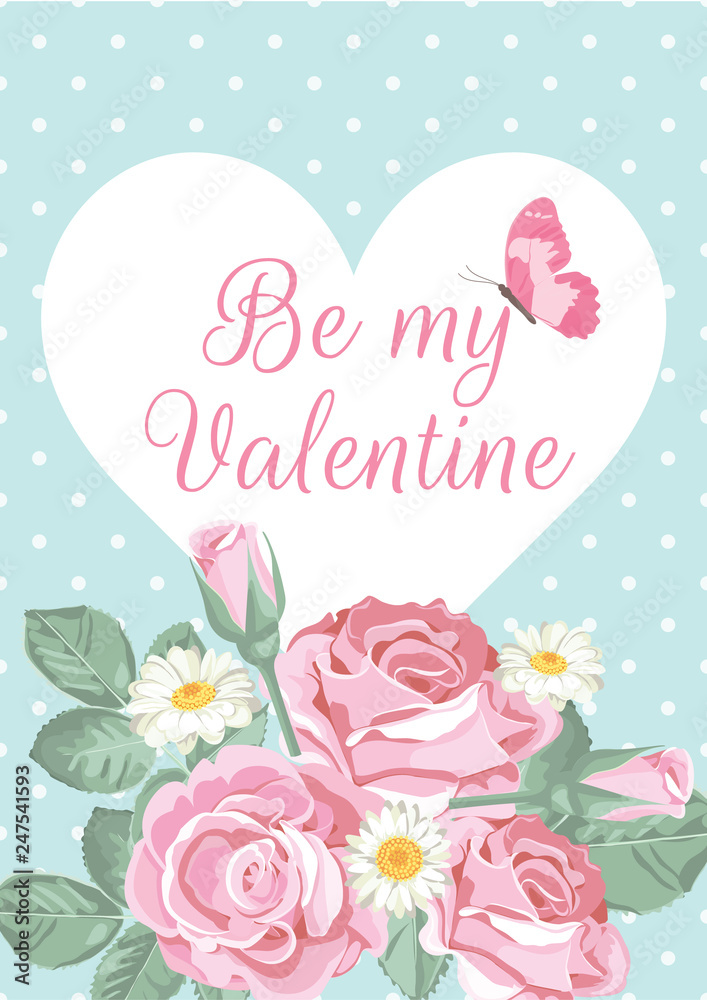 Valentines day greeting card. Vector illustration