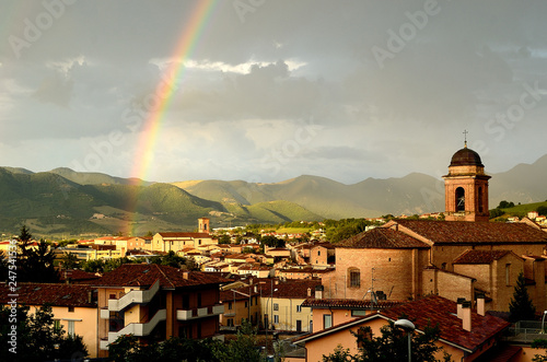 rainbow over the city