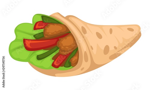 Chicken doner or wrap with vegetables and salad leaf
