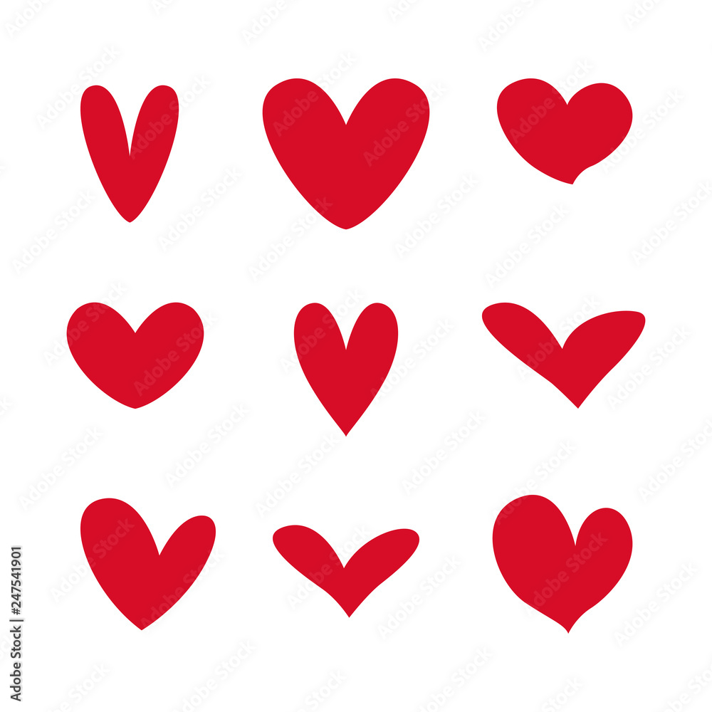 Hearts red icon valentine love set  vector isolated on white background illustaration
