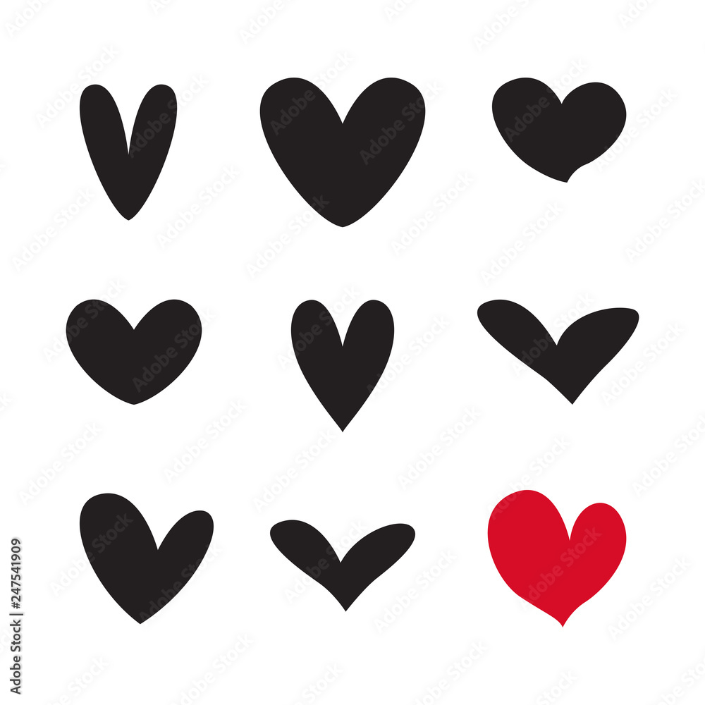 Hearts vector valentine love icon set isolated on white background vector illustaration Hearts vector valentine love icon set isolated on white background vector illustaration