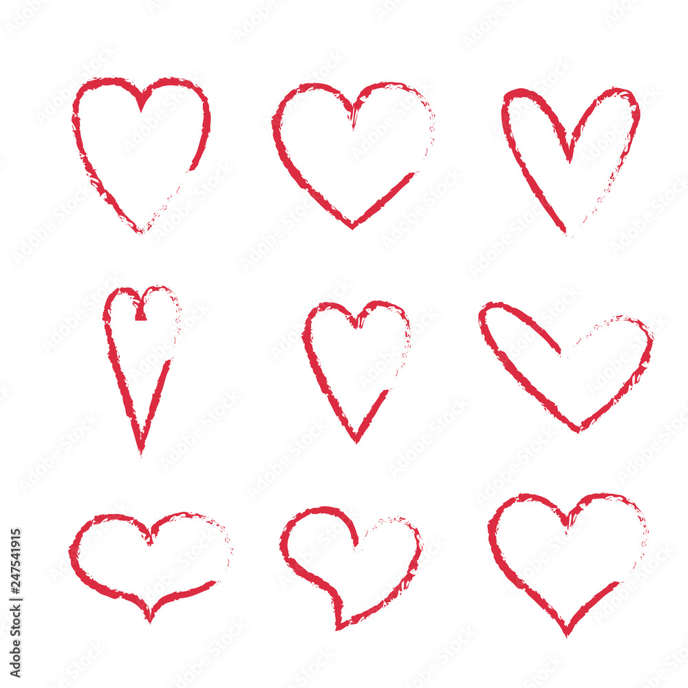Set hand drawn hearts vector illustration isolated on white background Set hand drawn hearts vector illustration isolated on white background