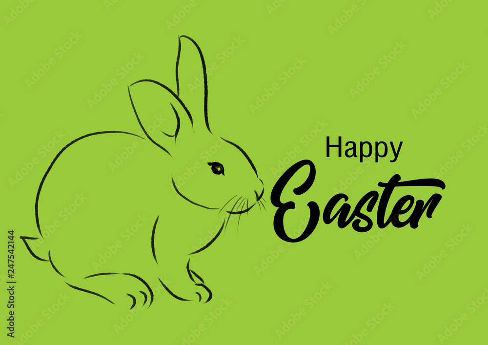 Obraz premium Happy Easter with bunny card illustration