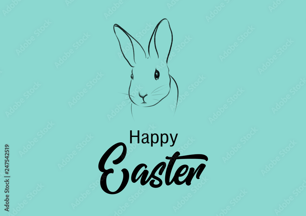Fototapeta premium Happy Easter with bunny card illustration