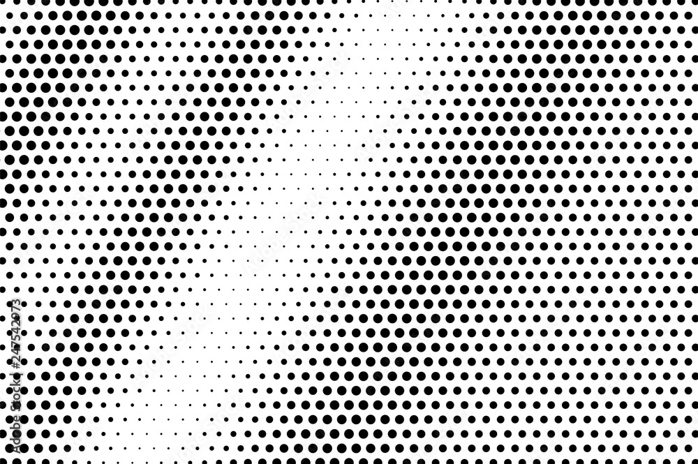 Black on white contrast halftone texture. Diagonal dotwork gradient. Rough dotted vector background.