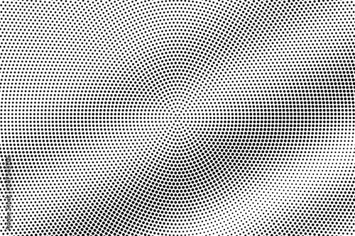 Black on white frequent halftone texture. Diagonal dotwork gradient. Rough dotted vector background