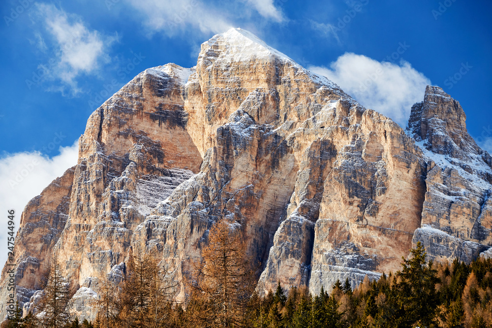 Close up shot of Cortina d'Ampezzo mountains Close up shot of Cortina d'Ampezzo mountains