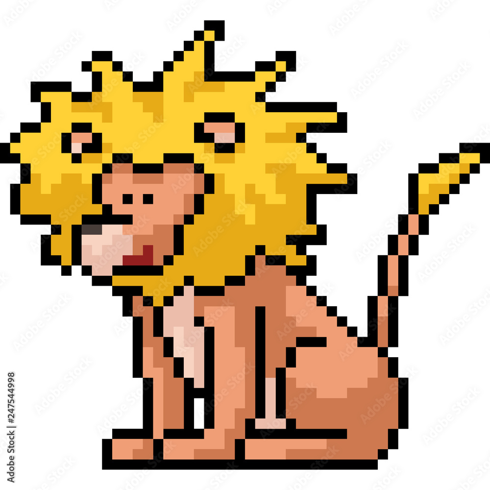 vector pixel art lion vector pixel art lion