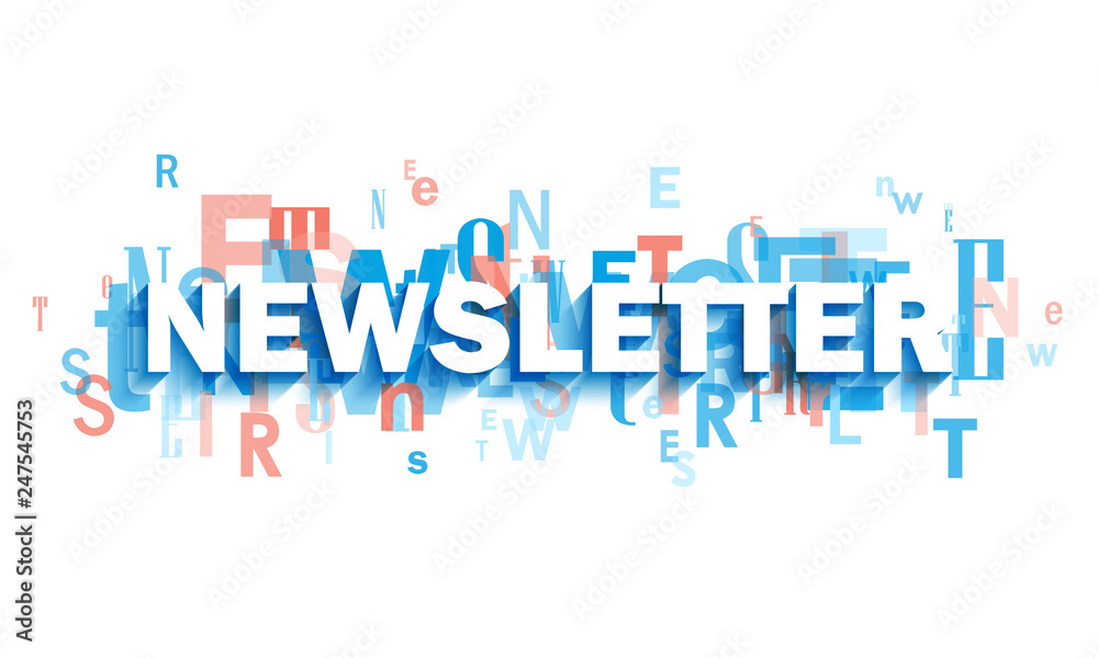 NEWSLETTER blue and coral typography banner NEWSLETTER blue and coral typography banner