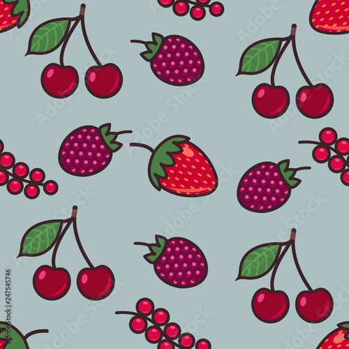 Seamless pattern background with berries  colorful illustration