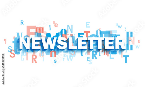 NEWSLETTER blue and coral typography banner