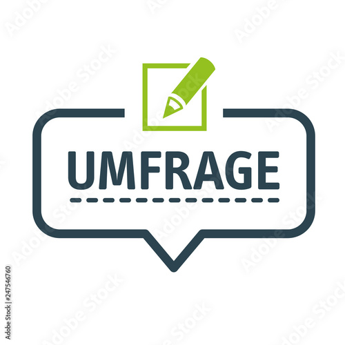 "Umfrage" - Sprechblase mit Text und icon