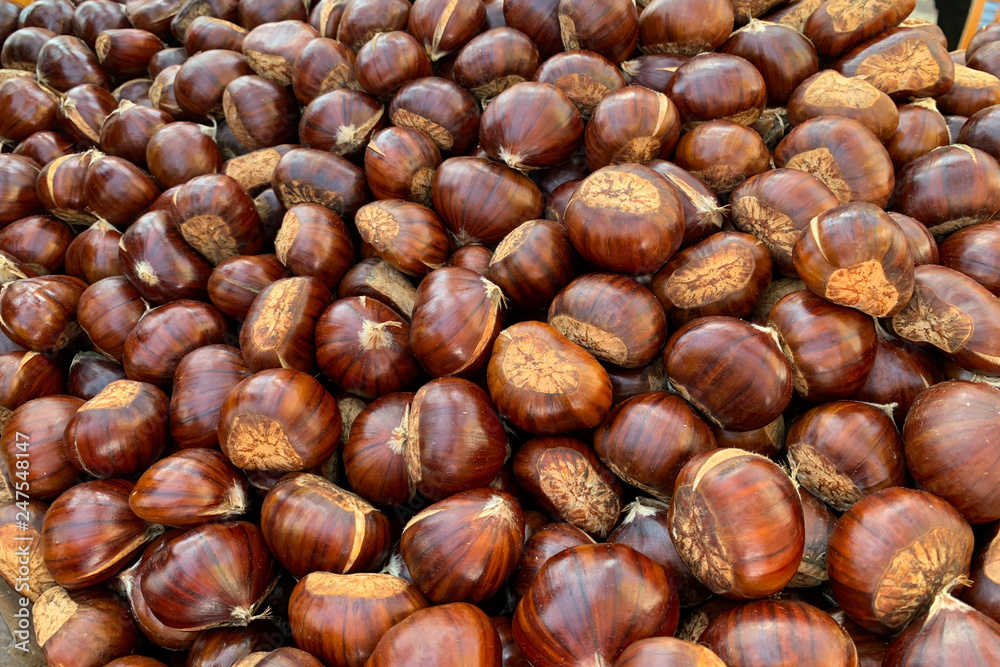 Pile of chestnuts (closeup, texture) Pile of chestnuts (closeup, texture)
