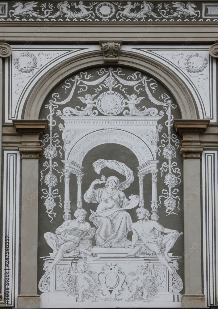Artwork on back wall of University building in Vienna, Austria Artwork on back wall of University building in Vienna, Austria