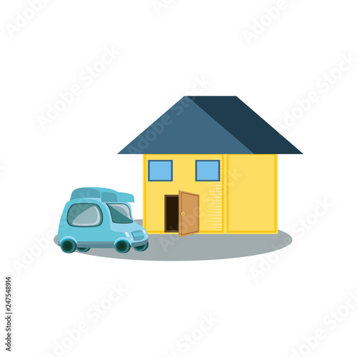 little delivery car with house