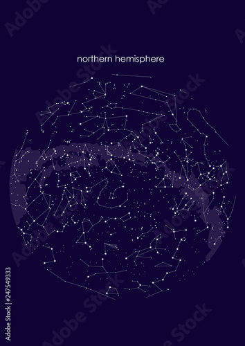 true constellations of the Northern hemisphere., star map. Science astronomy