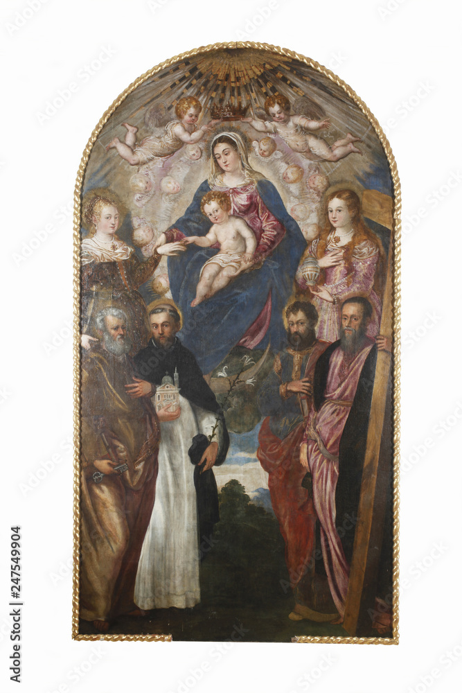 Madonna and Child, St. Catherine, St. Mary Magdalene, St. Peter, St.. Dominic, St. Paul and St. Andrew