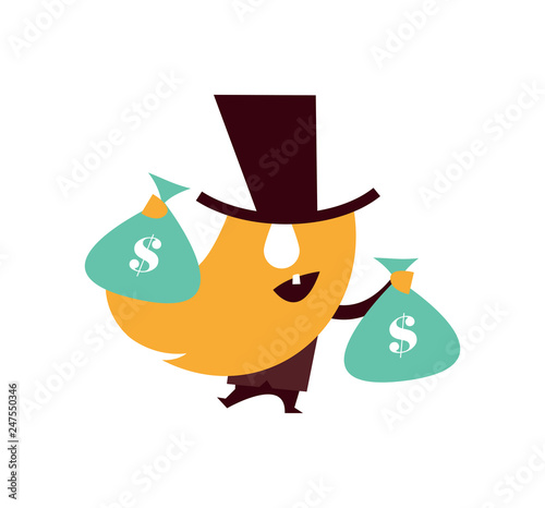 vector banker man with bags of money