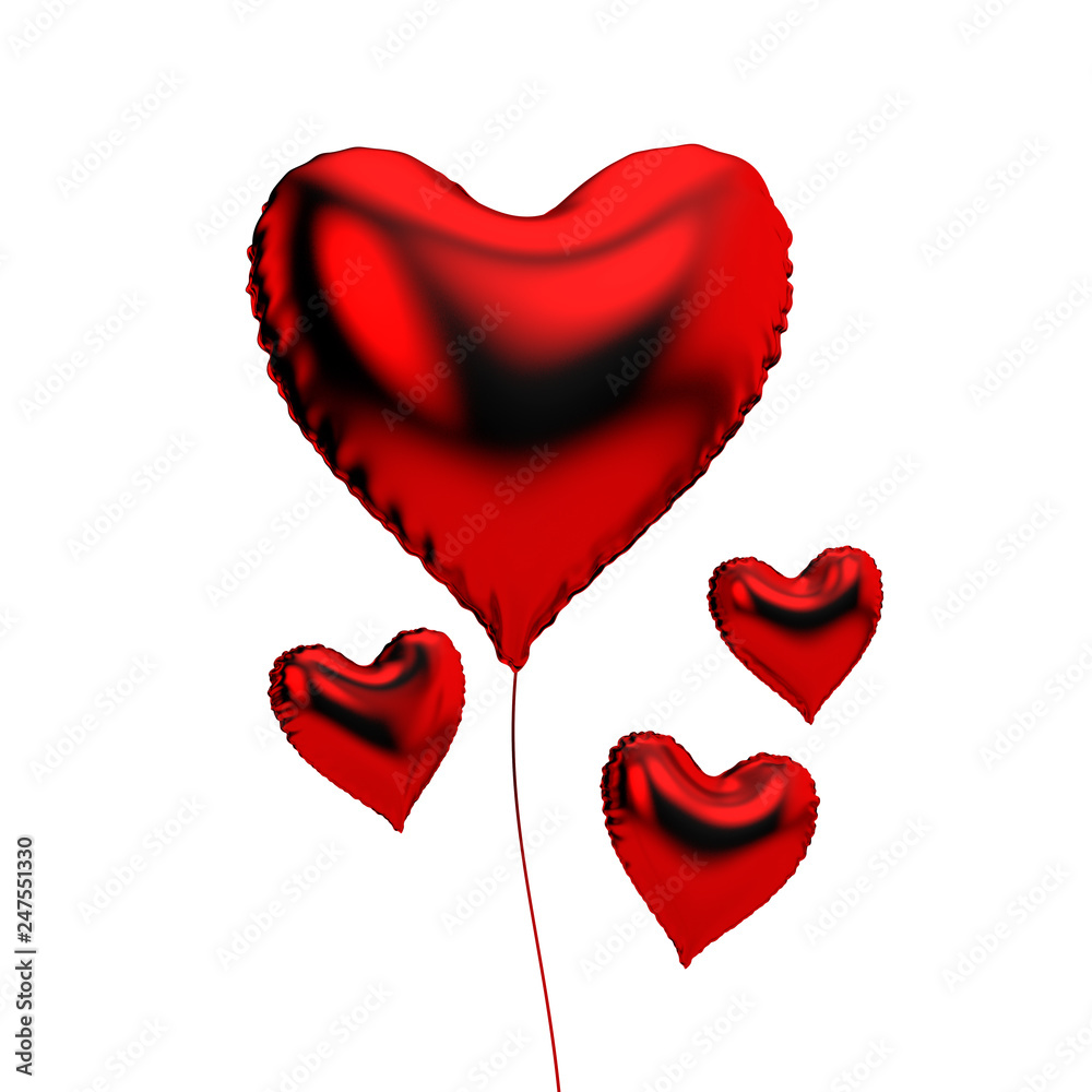 heart shaped foil balloon Valentine gift. 3D Rendering