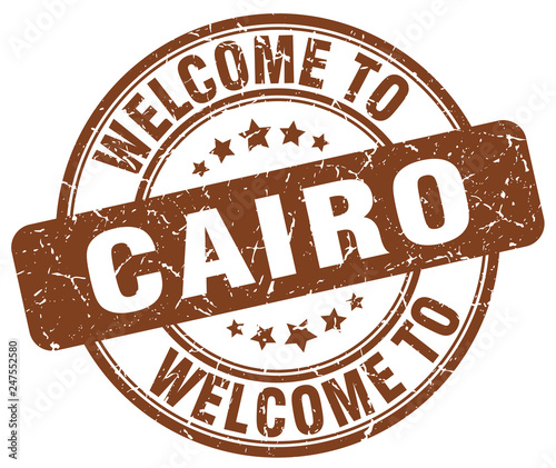 welcome to Cairo brown round vintage stamp