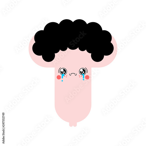 Sad Kawaii Penis Cute cartoon. Sexual impotence Crying