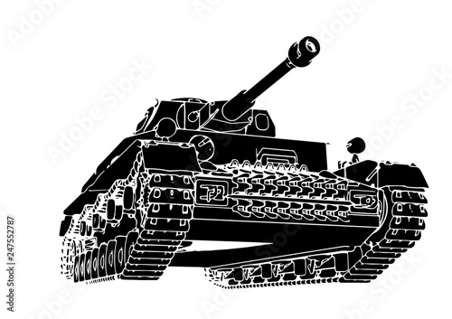 silhouette military equipment tank vector