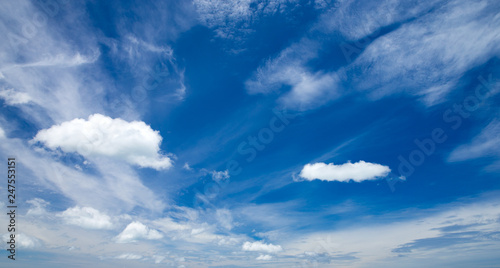 Photography Blue sky background with tiny clouds